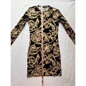 NWOT Gary Graham Cotton Floral Fitted Stretch Long-Sleeve Dress, Size Small